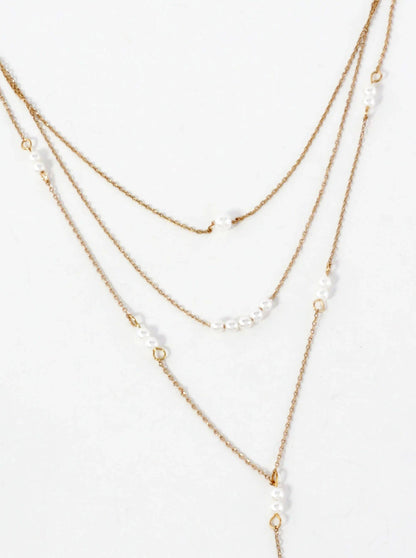 Multi Layer Y Shaped Necklace With Pearls