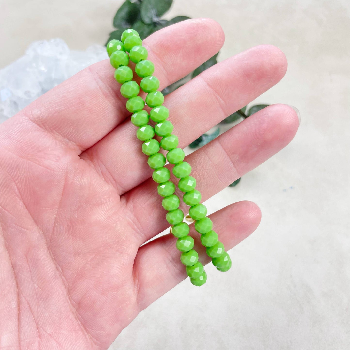 Adjustable Green Crystal Beaded Bracelet