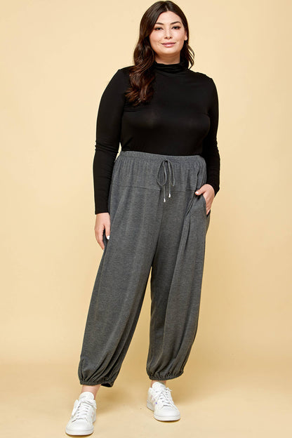 Plus Size Solid Knit Jogger Pants
