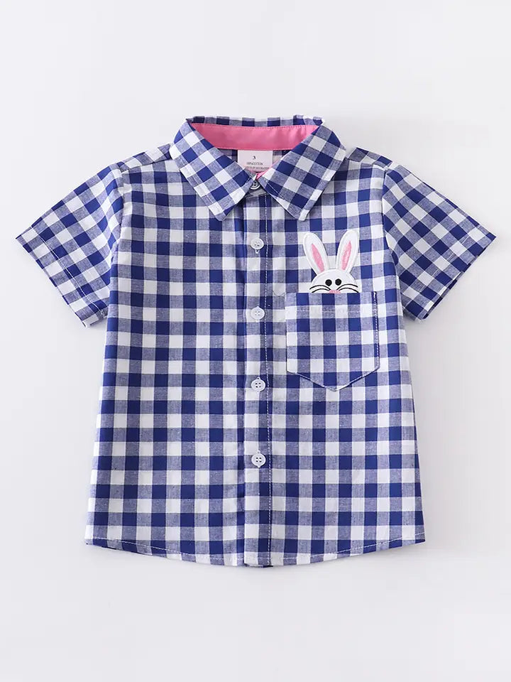 Boys Plaid Rabbit Shirt