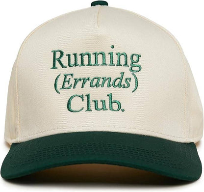 2-Tone Embroidered Cap - Running Errands Club - Green/Beige