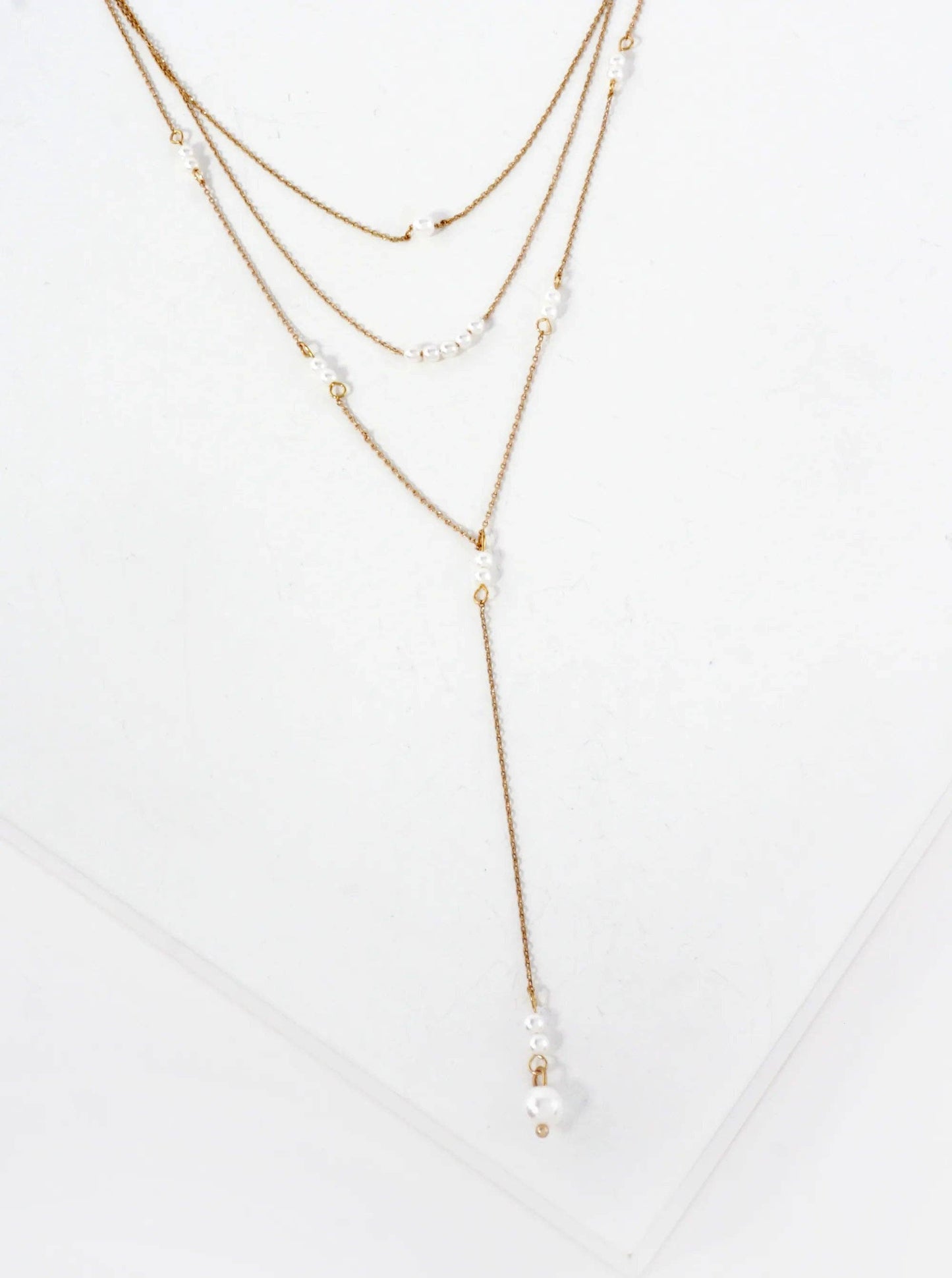 Multi Layer Y Shaped Necklace With Pearls