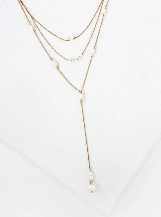 Multi Layer Y Shaped Necklace With Pearls