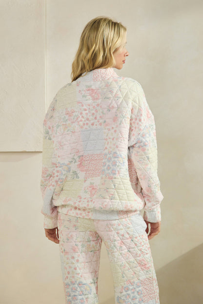 Floral textured mock neck sweater