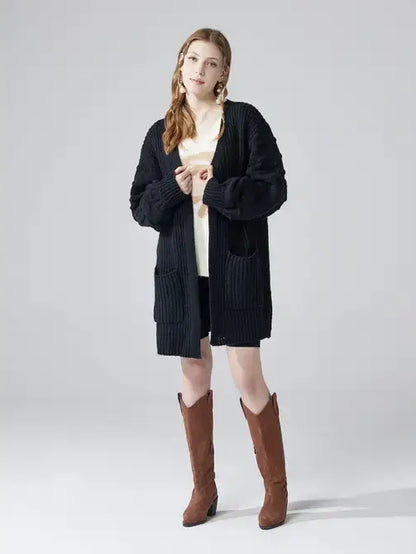 Oversized Pompom Sleeve Cardigan