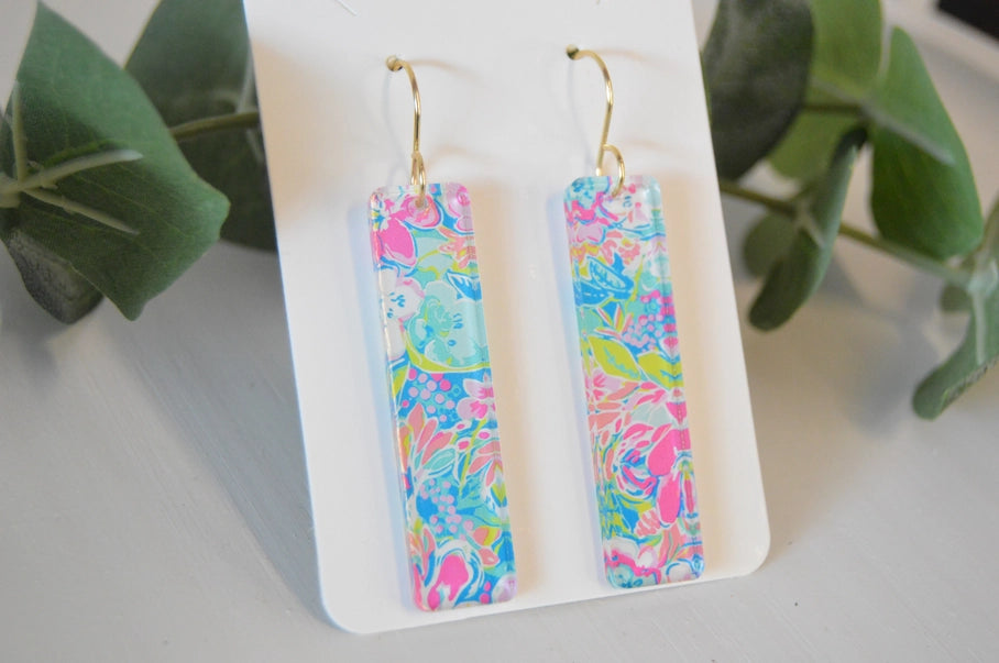 Preppy Colorful Bar Earrings Blue