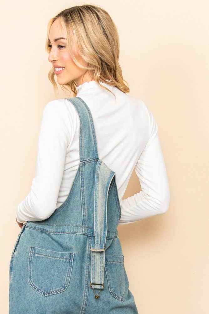 Mock Neck Merrow Detail Ribbed Long Sleeve Top