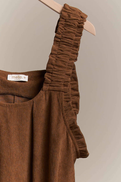 Corduroy Elasti Sleeve Loose Fit A Line Dress