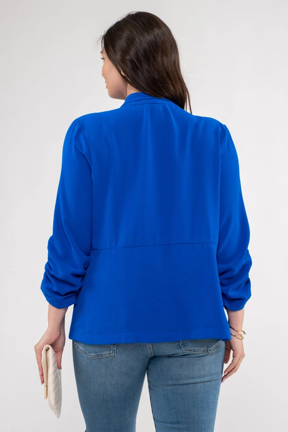 Plus 3/4 Sleeve Blazer- Royal Blue