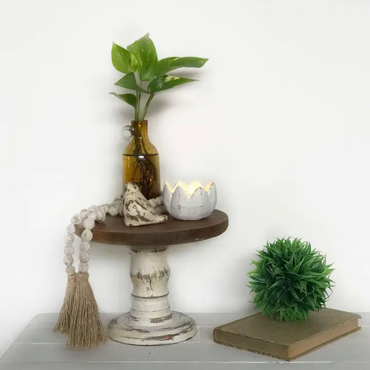 White and Brown Cake Holder