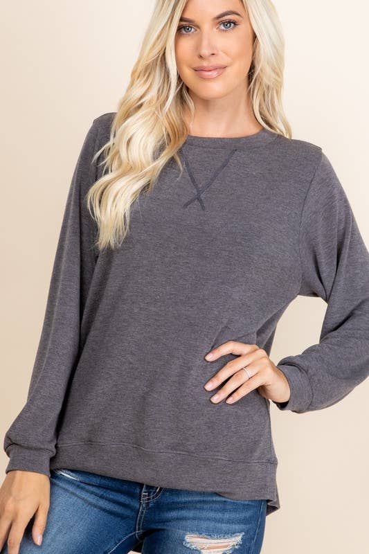 Plus Size Solid French Terry Pullover
