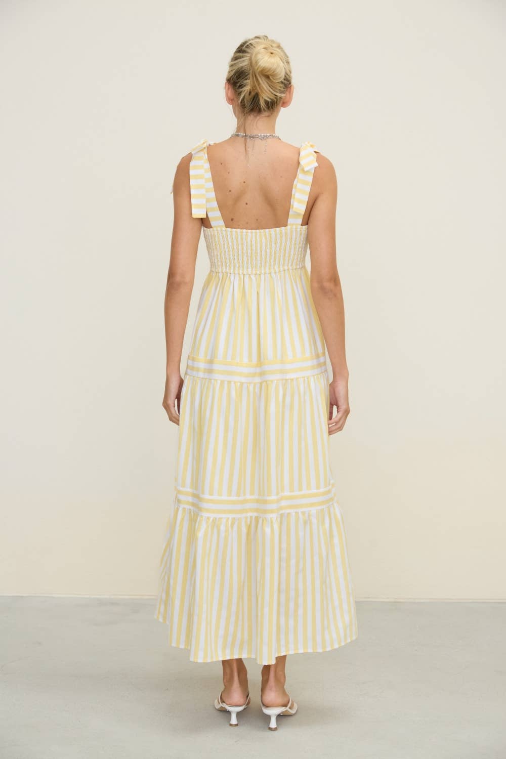 STRIPE TIE MIDI DRESS