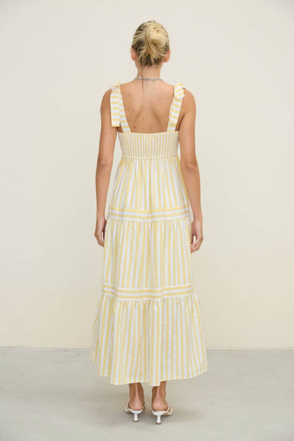 STRIPE TIE MIDI DRESS