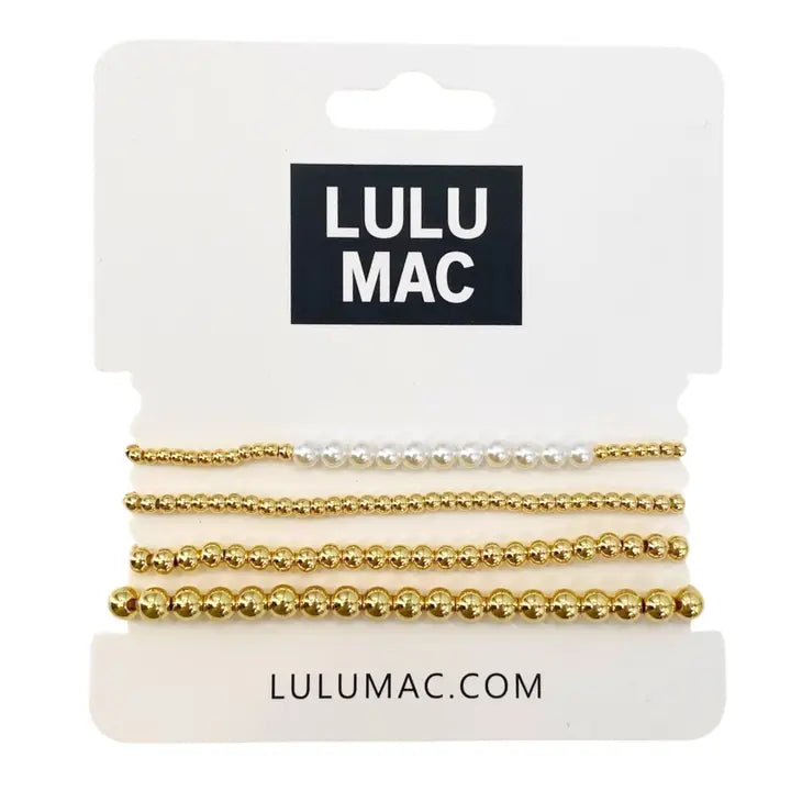LULU MAC Gold Pearl Bracelet Stack