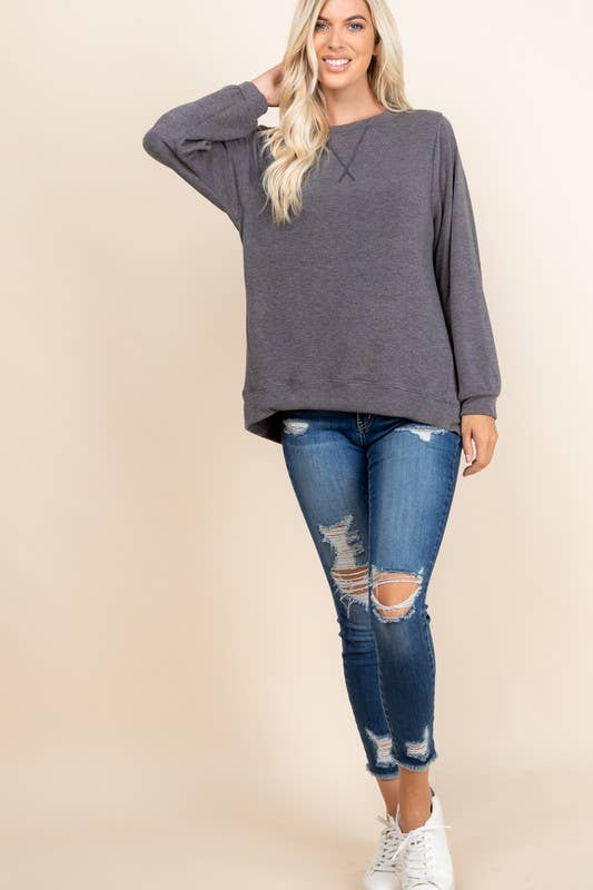 Plus Size Solid French Terry Pullover