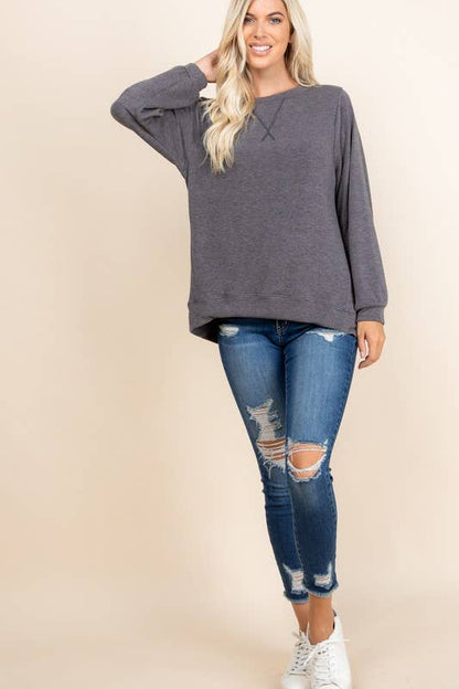 Plus Size Solid French Terry Pullover