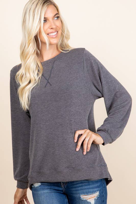 Plus Size Solid French Terry Pullover