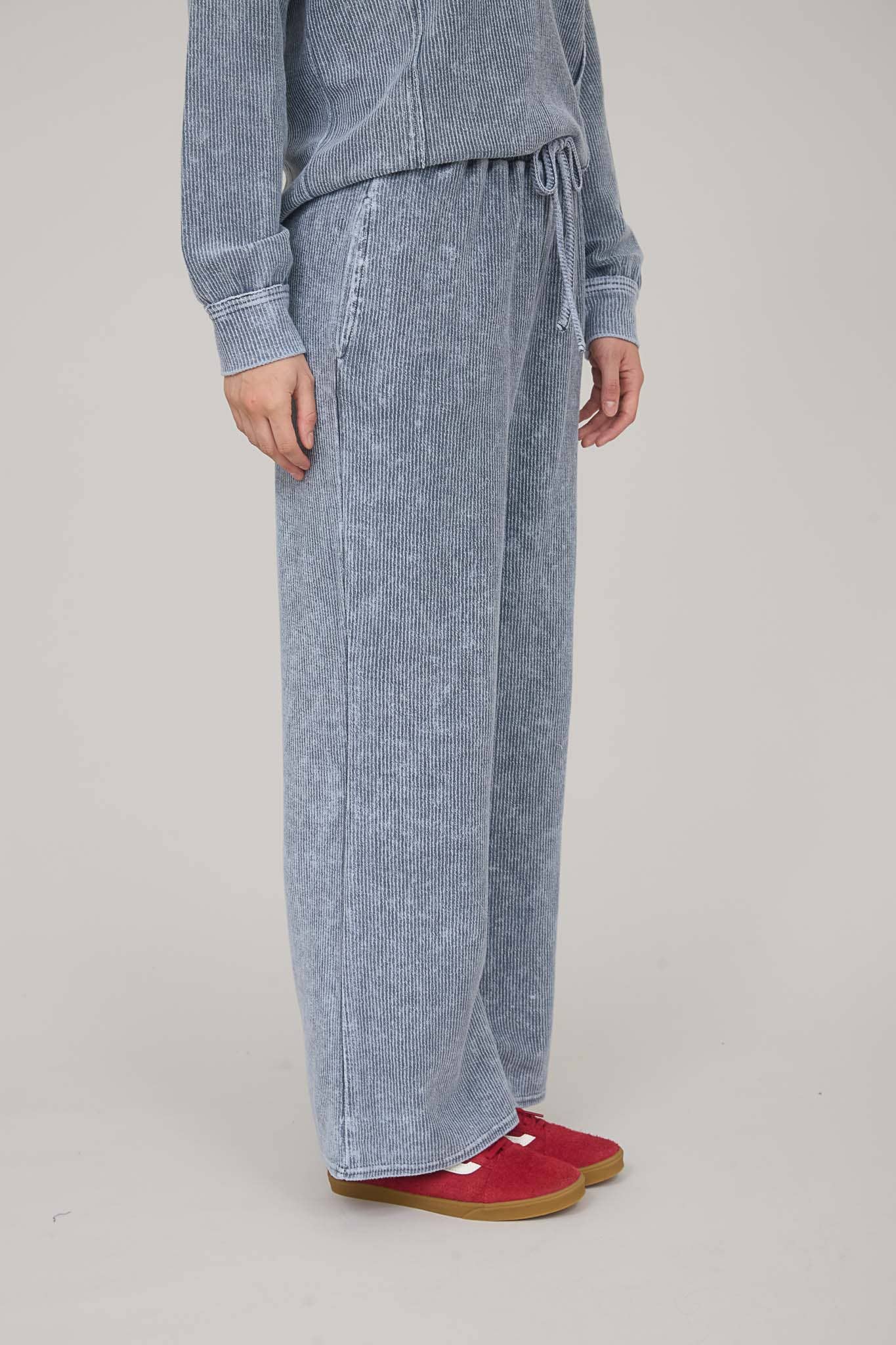 WASHED HIGH WAIST DRAWSTRING LOUNGE PANTS