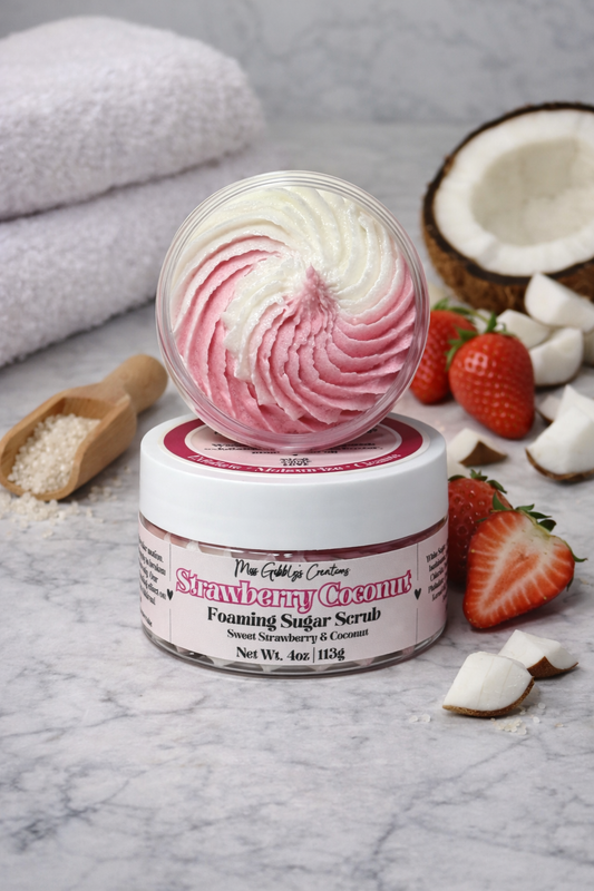 Strawberry Coconut- 4oz Foaming Sugar Scrub