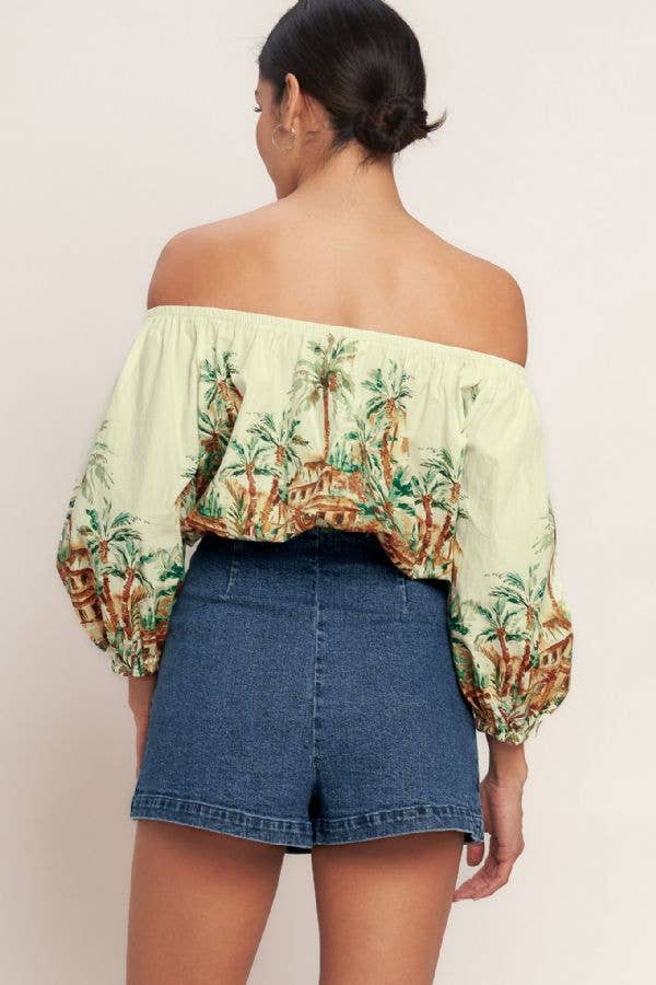 A washed denim skort