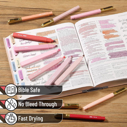 No Bleed Pink Highlighters & Pens for Bibles - 12 Pack