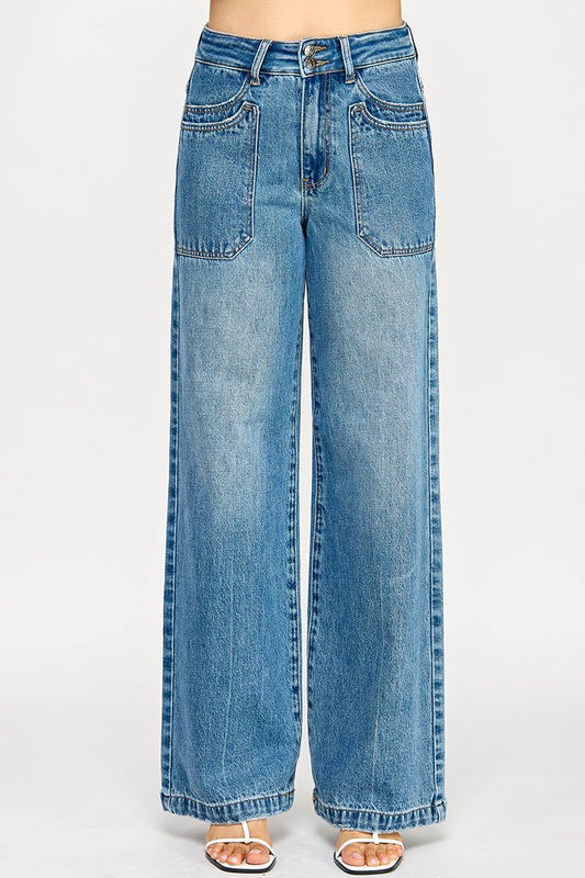 HIGH RISE DOUBLE POCKET WIDE LEG