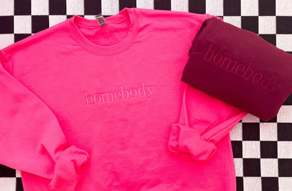 Homebody Embroidered Crewneck | Monochromatic Sweatshirt