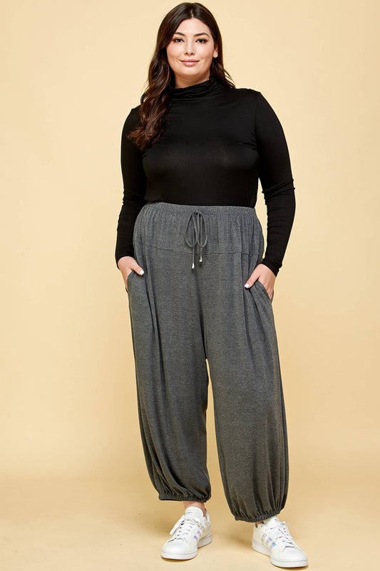 Plus Size Solid Knit Jogger Pants