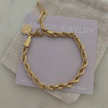 18k Gold Plated Stainless Steel Rope Chain Bracelet