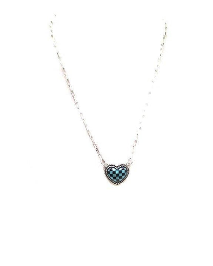 Checkered Heart Necklace