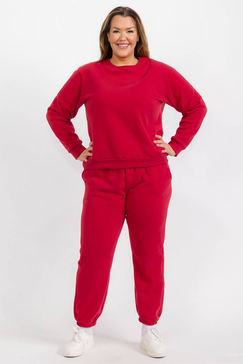 Plus Size Poly Fleece Elastic Waist Joggers