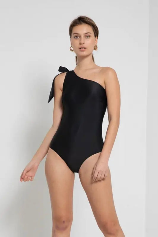Petite Womens One-Piece Shoulder Tie Bathing Suit