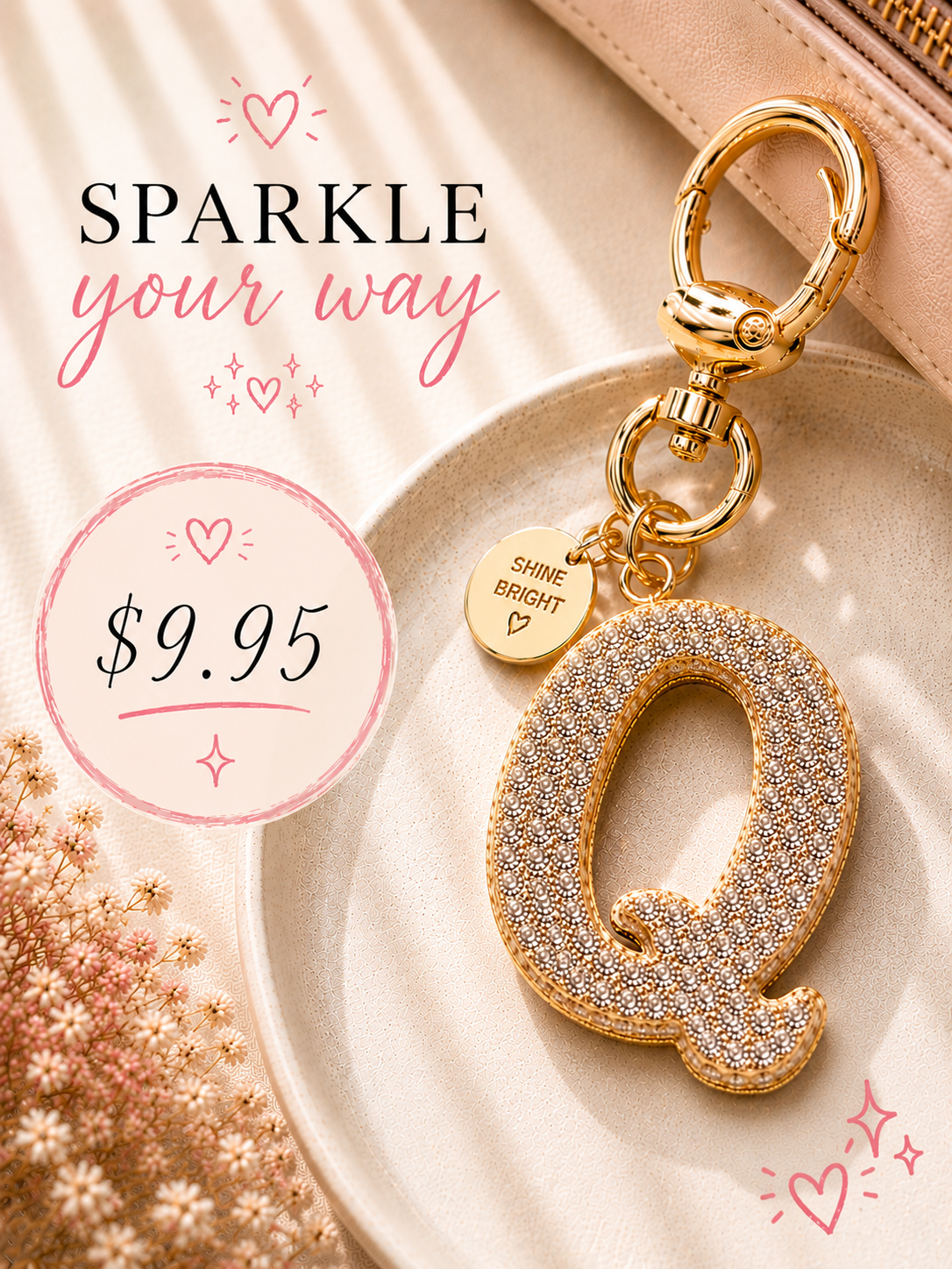 Sparkling Initial Keychain