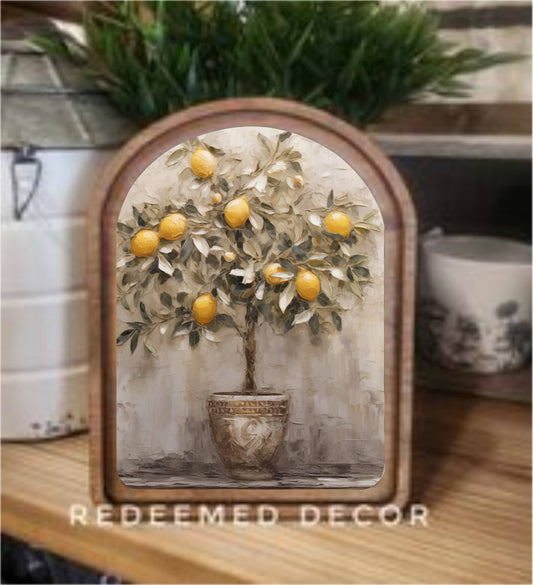 Arch Top Lemon Tree Framed Art