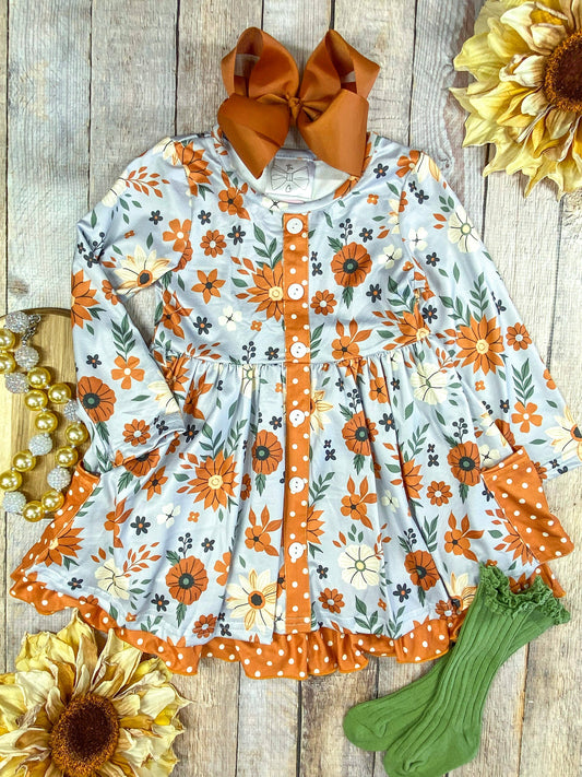 Autumn Flowers Dress with Pockets: Fall Dresses