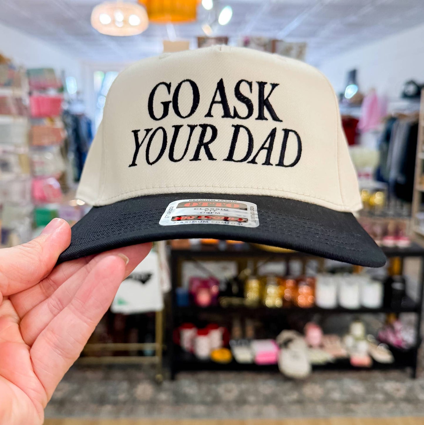 Go Ask your dad hat, Two Tone Hat, Embroidered Hats