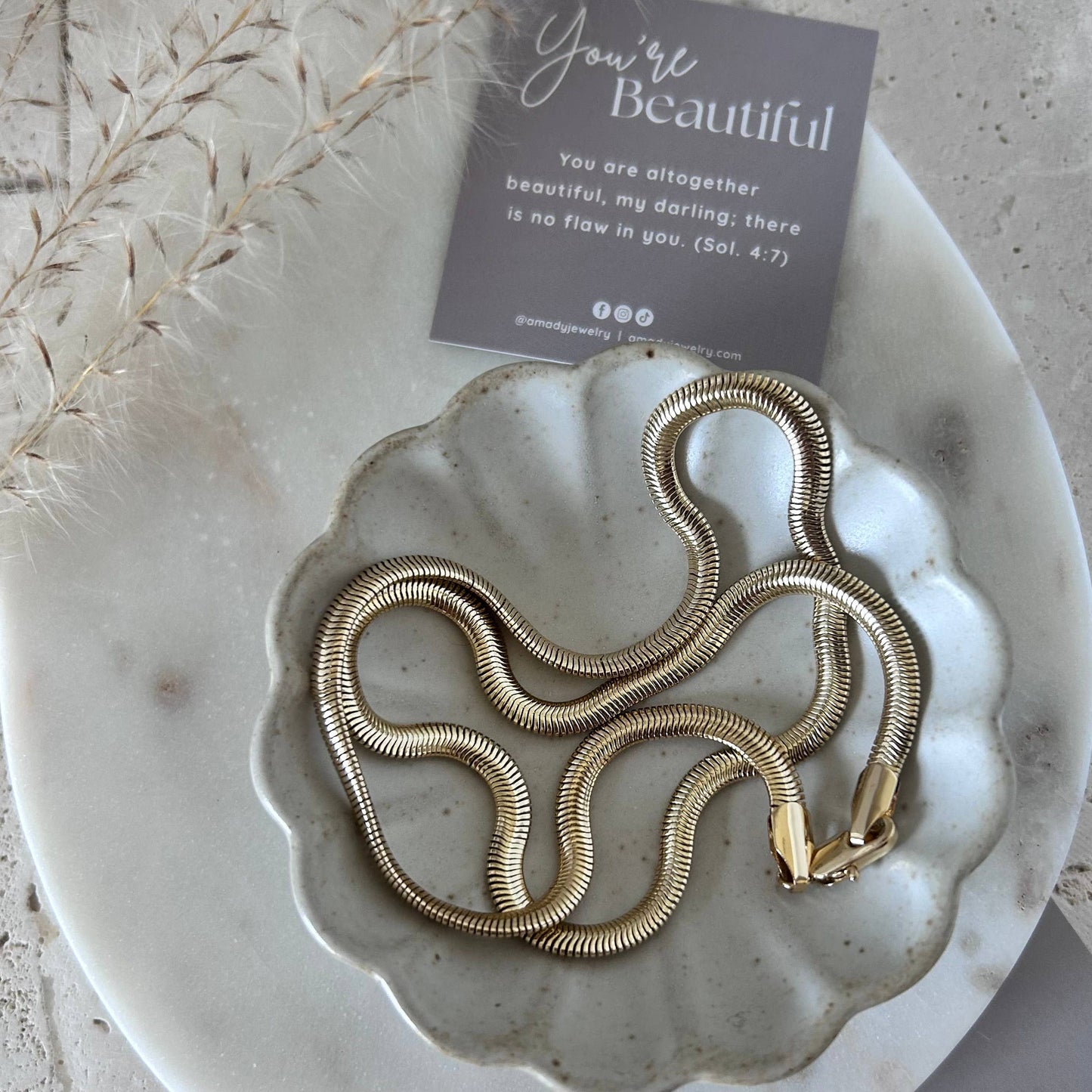 Snake chain herringbone link necklace gold filled 