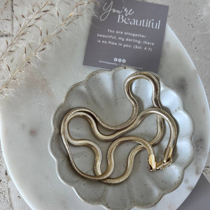 Snake chain herringbone link necklace gold filled 