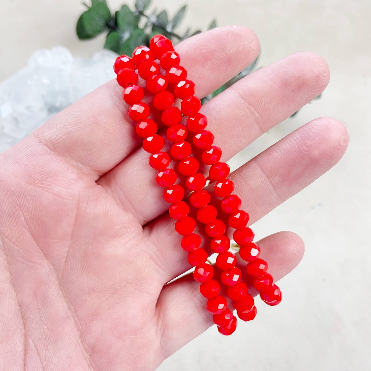 Gloria// Opaque Scarlet Crystal Beaded Bracelet