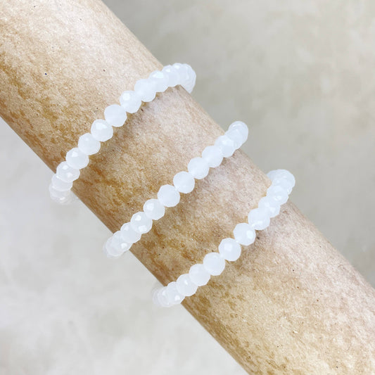 Gloria// Translucent White Crystal Beaded Bracelet