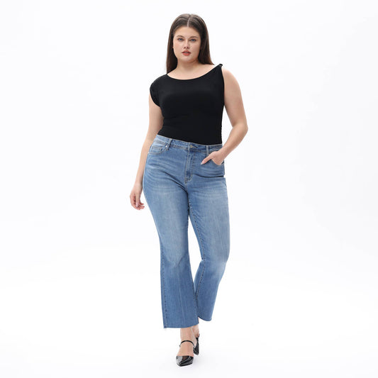 Plus Size Mid Rise Bootcut Ankle Denim Jeans OSF1138-P