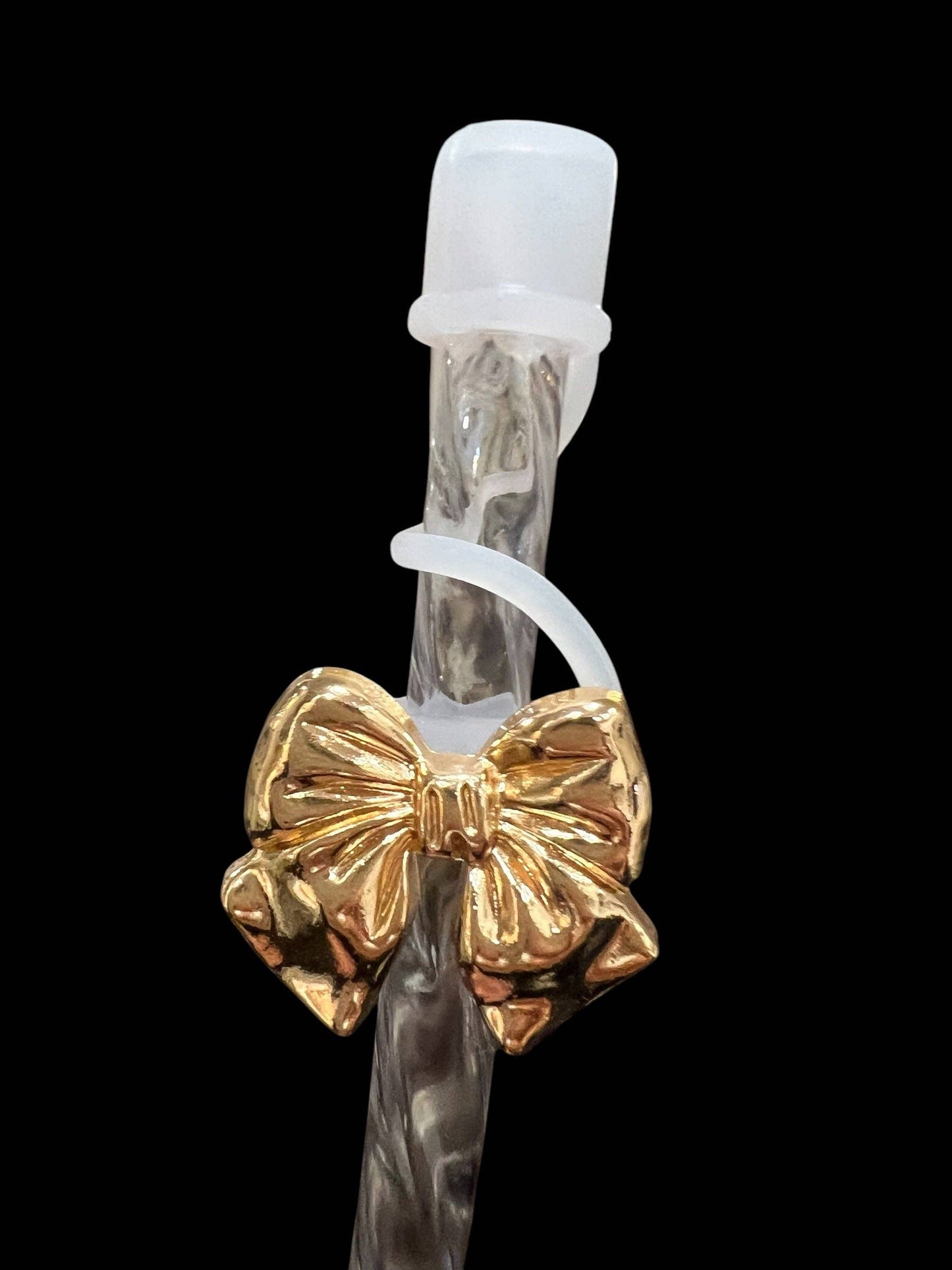 Gold Bow Metal - Silicone Straw Topper 10mm