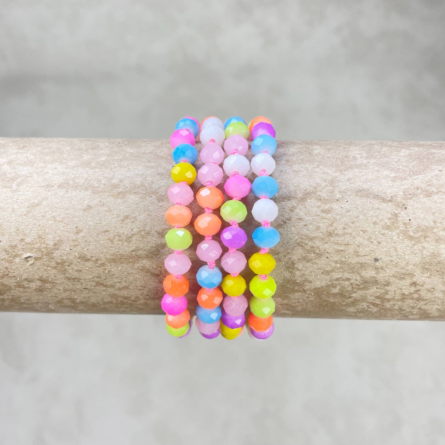 Barb// Mixed Neon Crystal Beaded Handknotted Bracelet