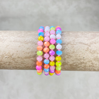 Barb// Mixed Neon Crystal Beaded Handknotted Bracelet