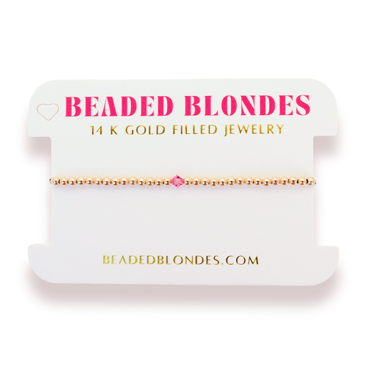October: Rose Birthstone Swarovski Crystal Bracelet