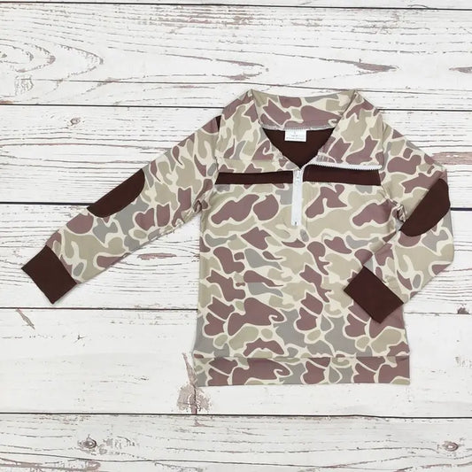 Boys Camouflage Zipper Hunting Pullover