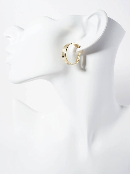 20mm 14K-Gold-Dipped Polished Brass Latch-back Hoop Earrings With 7mm Thickness