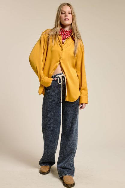 Silky Satin Button Down Blouse