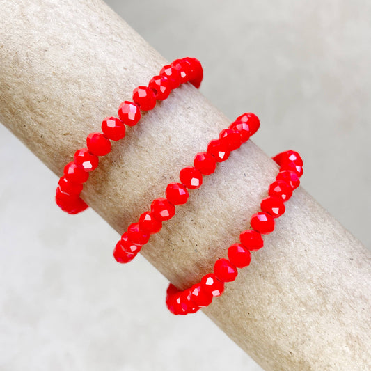 Gloria// Opaque Scarlet Crystal Beaded Bracelet