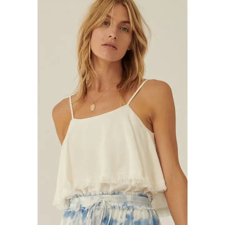 Ruffle Cami Bodysuit : Off-White